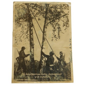 Postcard - Volunteer Division Grossdeutschland sends greetings to the Motherland. Espenlaub militaria